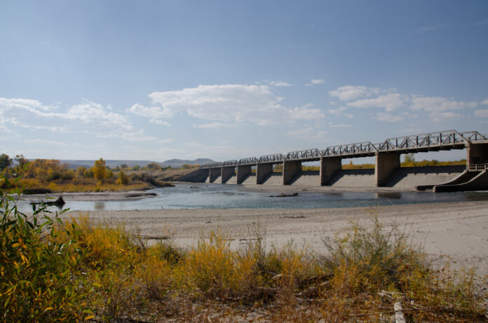 Diversion Dam is where Midvale irrigators divert water from the Big Wind River, which regional tribes want to flow at higher volumes past this point. Credit: Jake Bolster/Inside Climate News