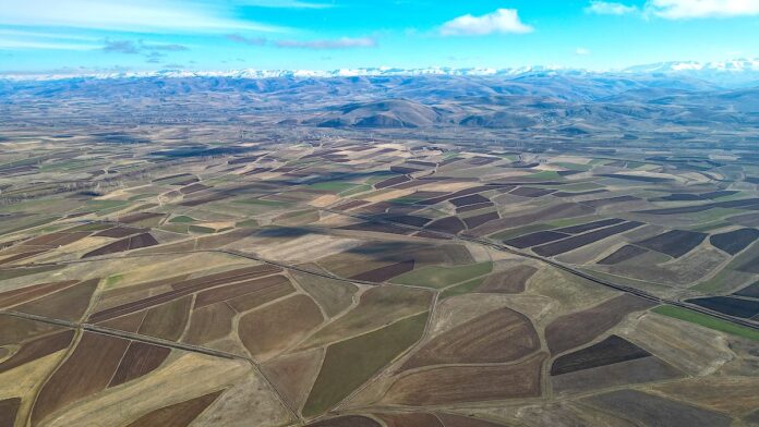 Aerial view of farmland in Turkey which is part of a "metal enriched corridor" that stretches from southern Europe to the Middle East and South Asia